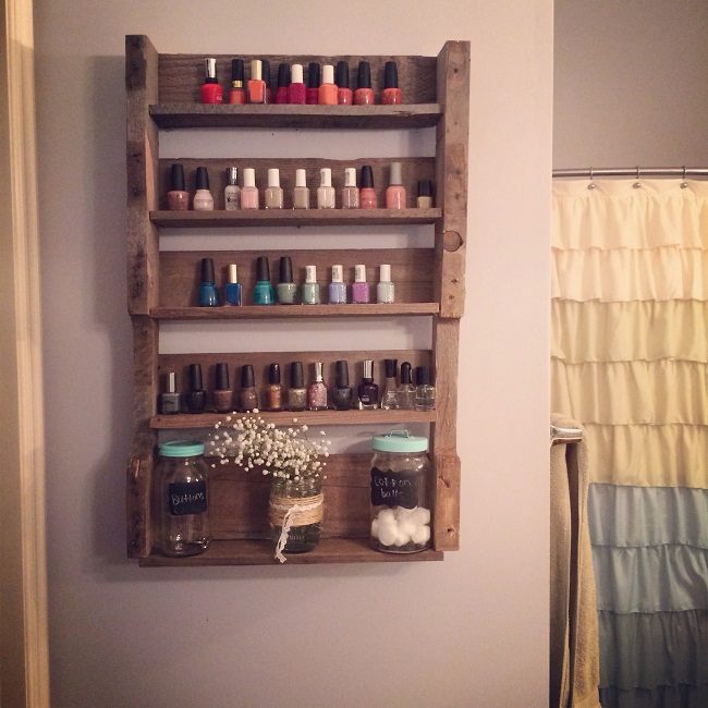 Wood Nail Polish Wall Rack 