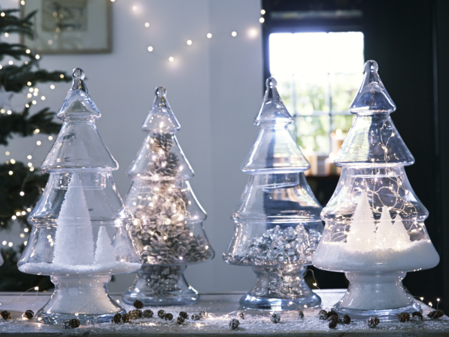 Christmas Tree Shaped Glass Jar