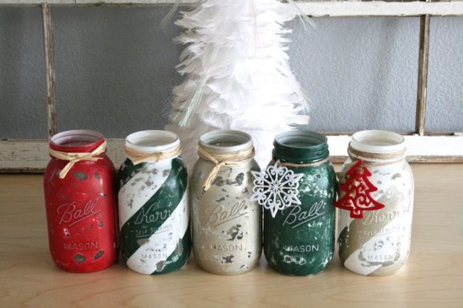 Holiday Painted Mason Jars