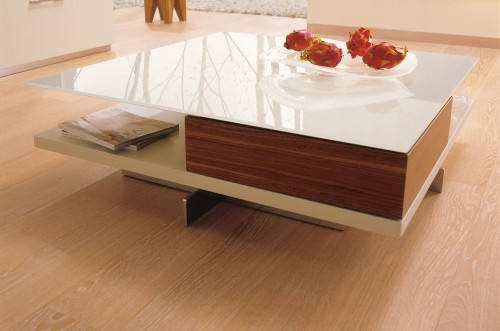 Walnut White Lacquered Glass