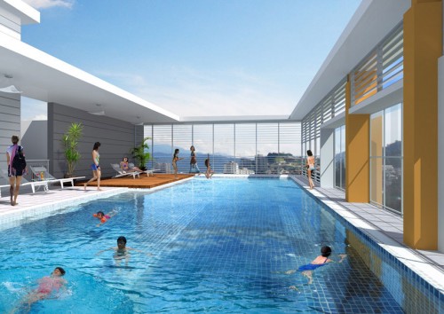 A pool at the roof top