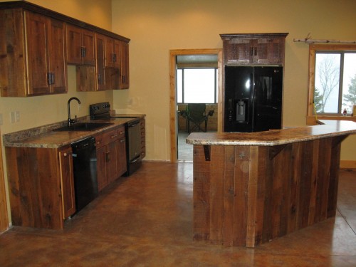 Salvaged wood cabinets