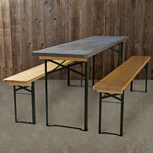 Vintage galvanized Biergarten table from Williams-Sonoma