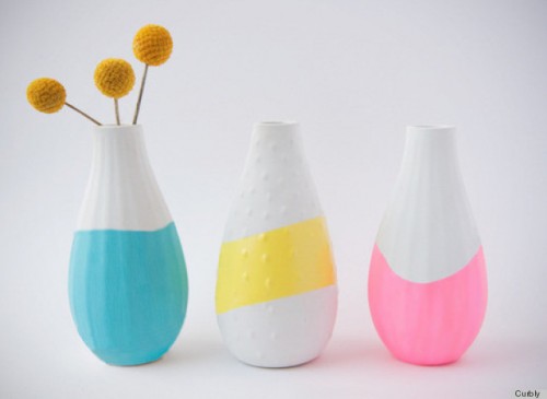Hand paint a few flower vases in bright colors