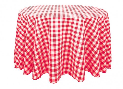 Red and white checkered tablecloth