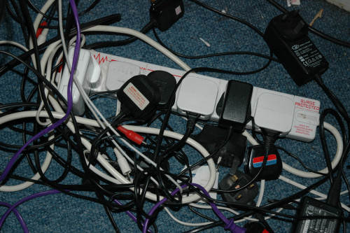 Untidy cables and wires