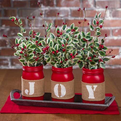 Christmas Decorations in Glass Jars