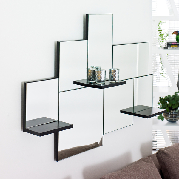 Mirrored Shelf Units, Mirror Wall Shelf Unit